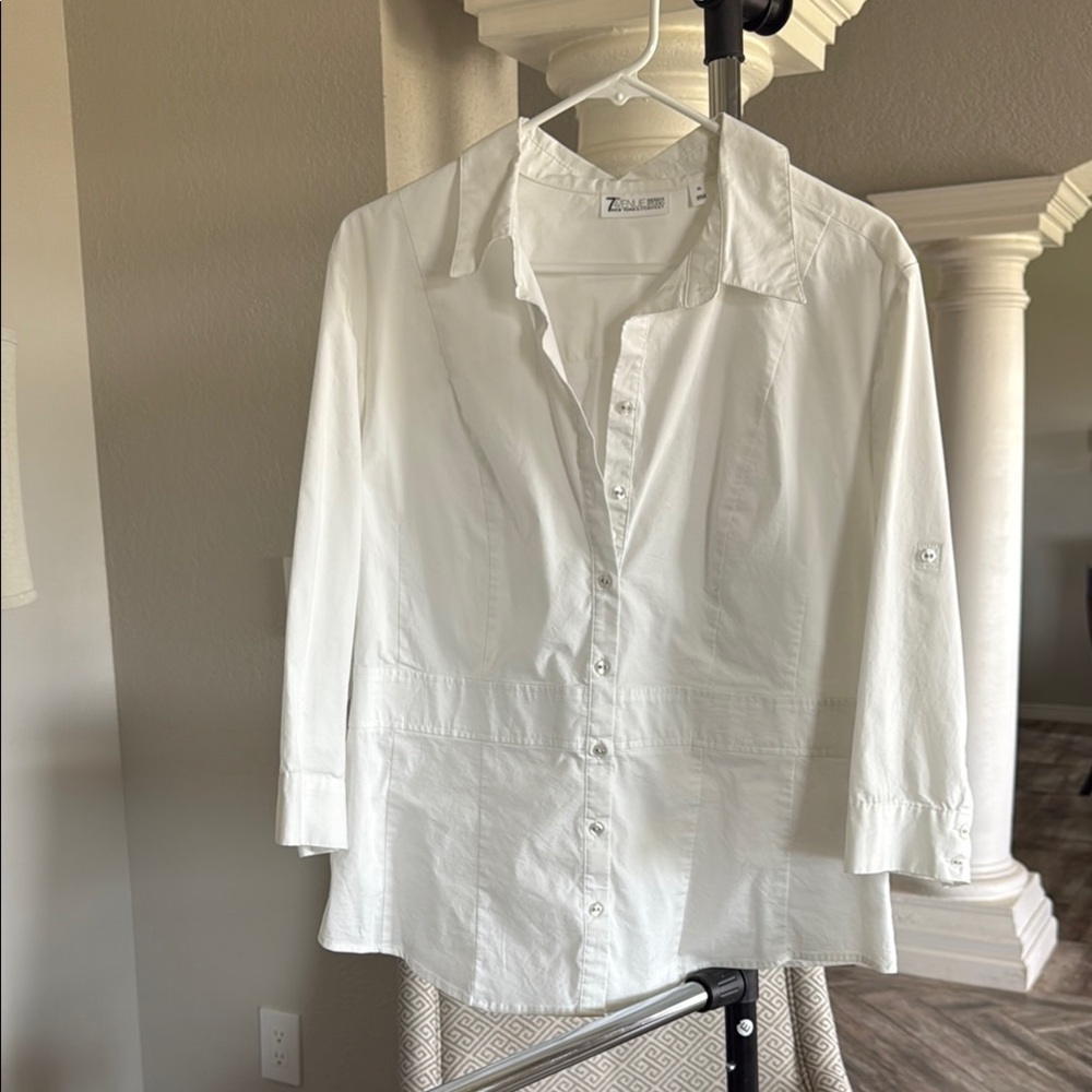 New York & Company Elegant White Button Down Blouse